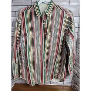 Vintage Kikomo Multicolored Striped Shirt(medium) #A53